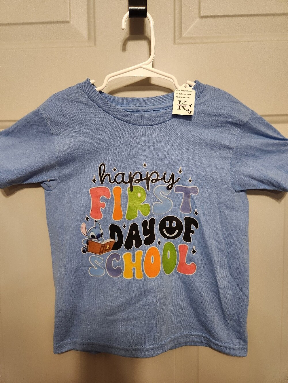 Youth Small Blue "Happy First Day of School" Graphic Tee